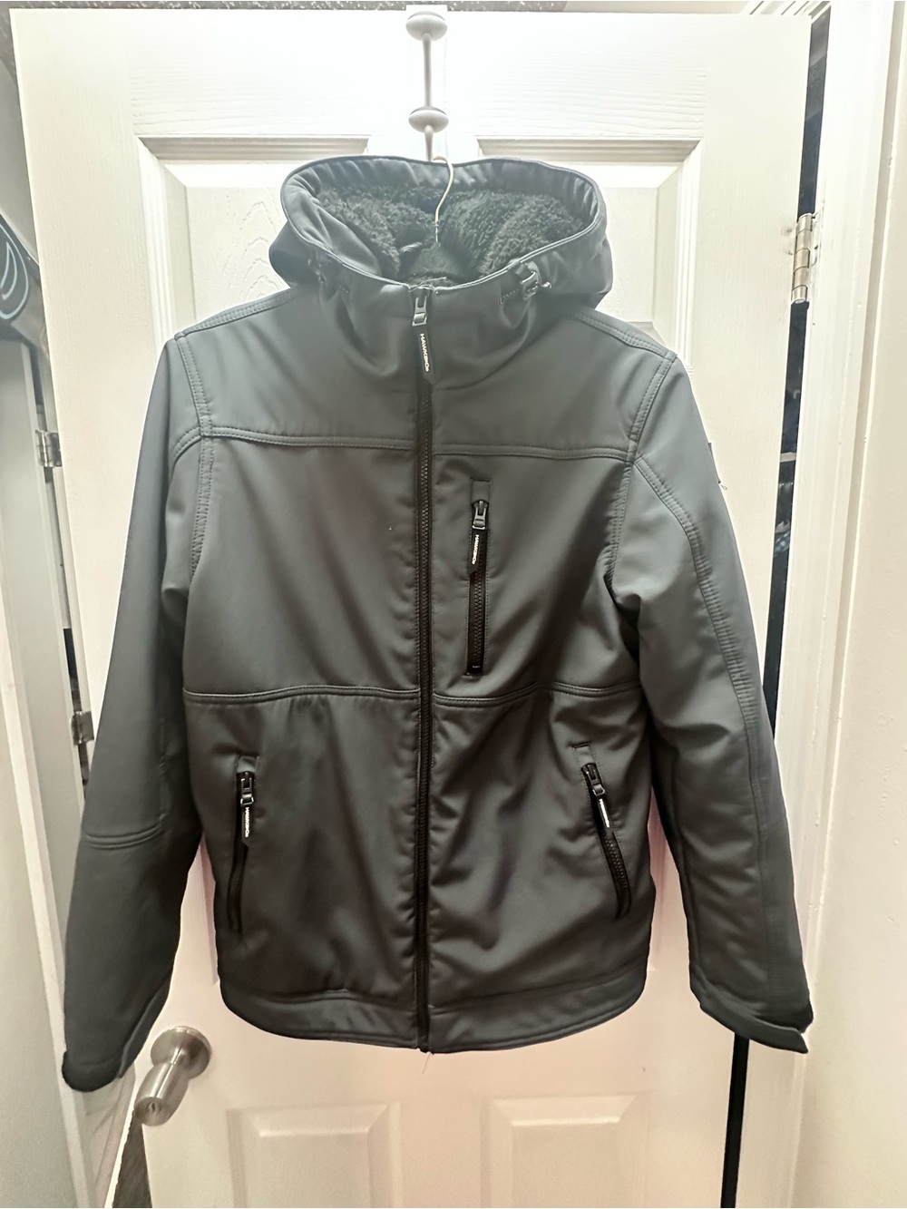 Men's Gray Hooded Softshell Jacket - Hawke & Co